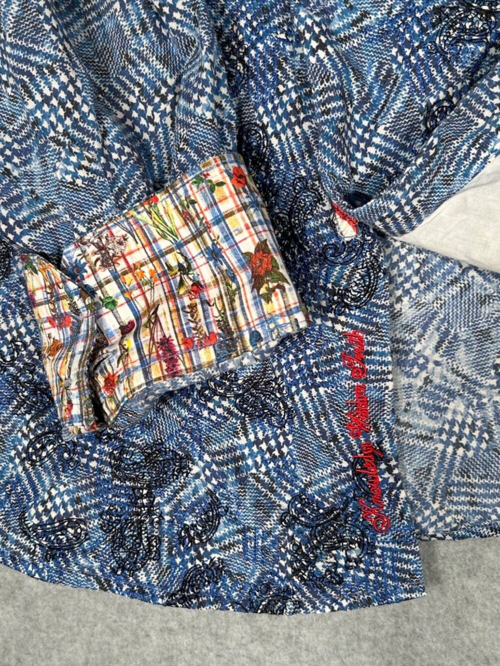 Robert Graham Byzantine Shirt Men's 2XL Blue Abstract Long Sleeve Flip Cuff - Picture 7 of 12